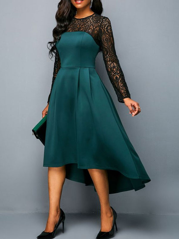 Exquisite temperament lace ladies evening dress