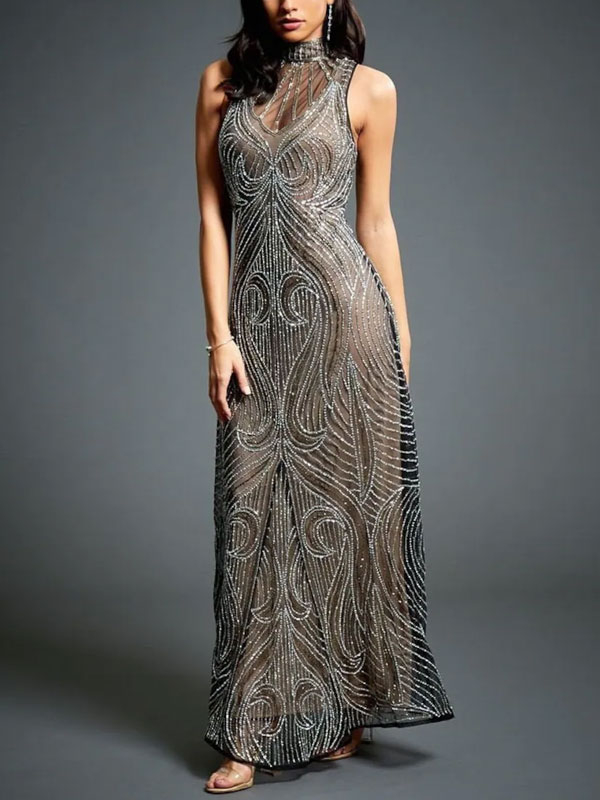 Sleeveless backless 20's Gatsby style evening dress