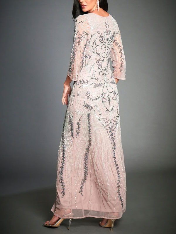 Exquisite and elegant beaded evening dress